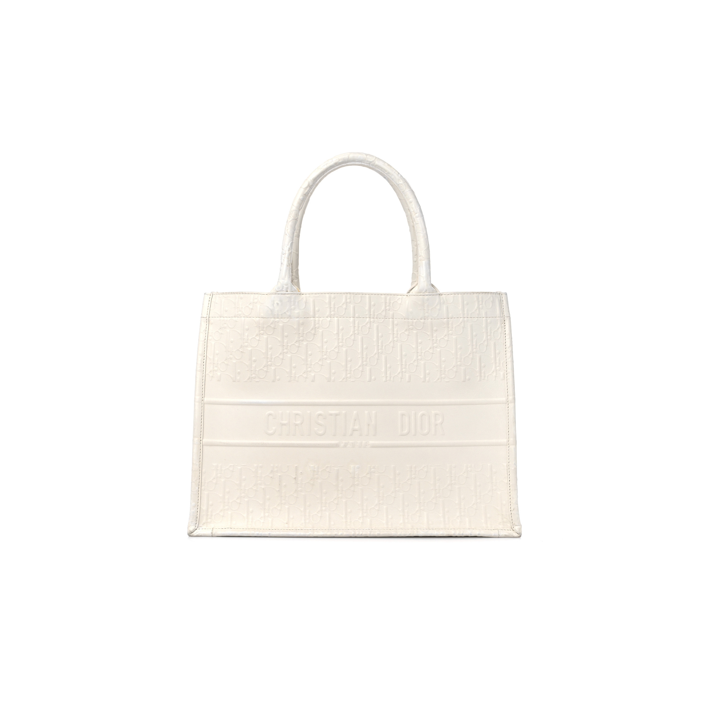 DIOR OBLIQUE CALFSKIN EMBOSSED MEDIUM BOOK TOTE IVORY  (36*27*17.1cm)